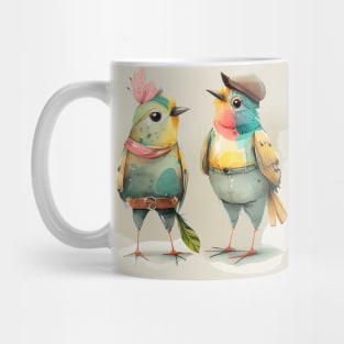 Pair of funny dressed birds Mug